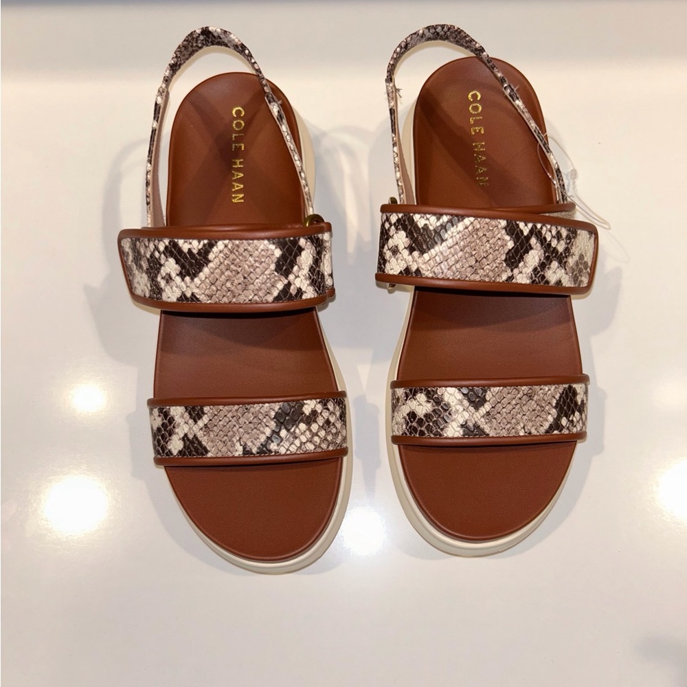 Cole HaanWomens Zero Merrit Sandals Sandollar Snake Print Birch Size 7